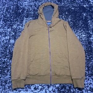 LL Bean Signature Heavyweight Full Zip Waffle Lined Hoodie Mustard Brown Mens L